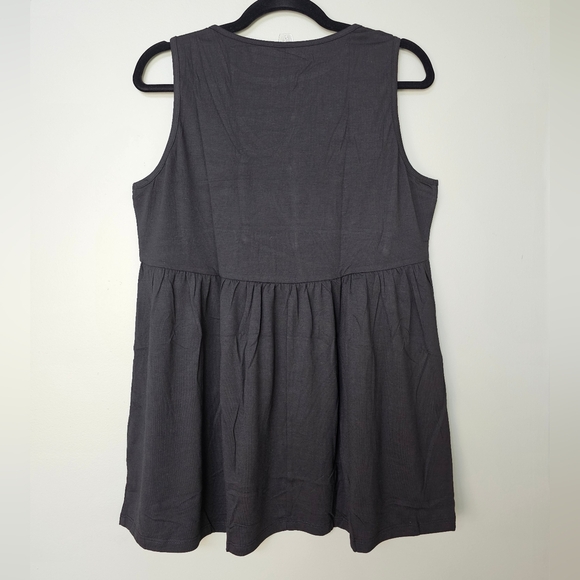 Women's Scoop Neck Ruffle Hem Babydoll Tank Sleeveless Peplum Top, Black, Large - Picture 6 of 11